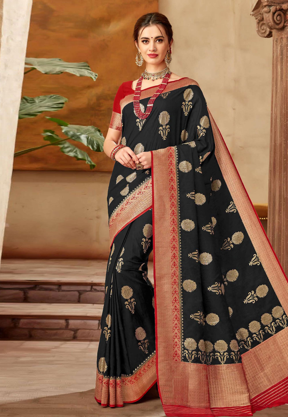 Black Silk Saree With Blouse 206571