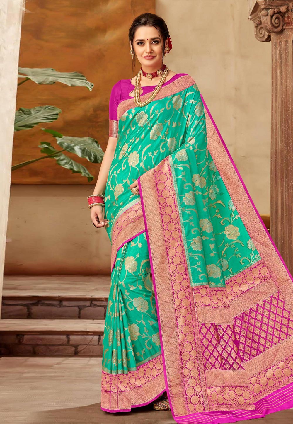 Shaded Green Silk Festival Wear Saree 206572