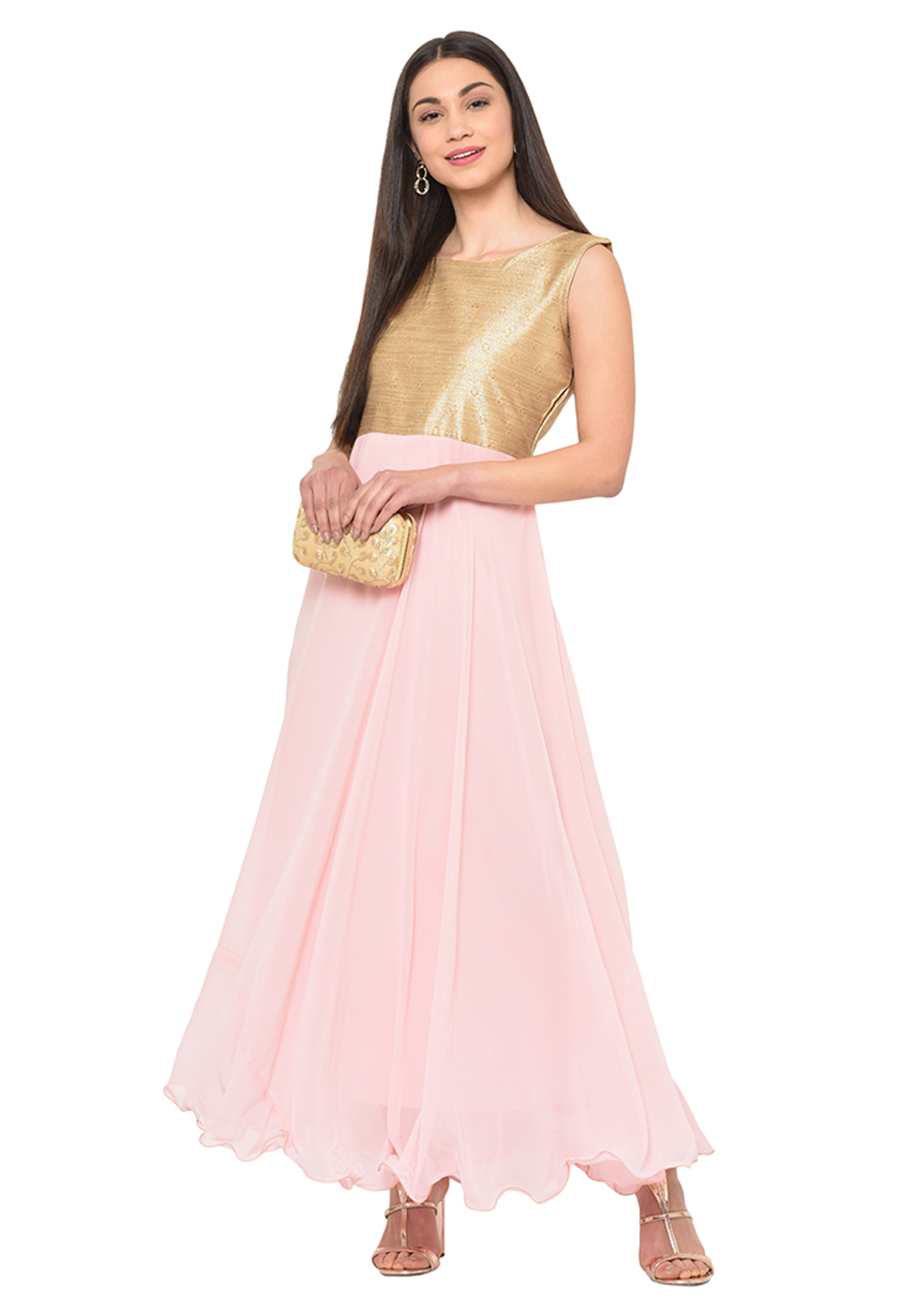Light Pink Georgette Party Wear Gown 207348