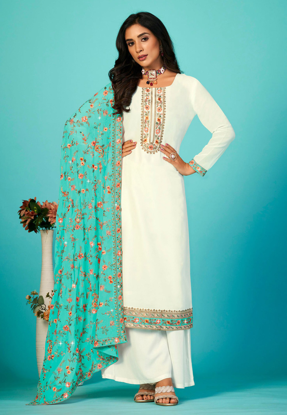 Buy Jaipuri Block Print Flared Style Pakistani Kurta Palazzo Dupatta,  Indian Rayon Flair Kurta Kurti for Women/ Girls, Readymade 3 Piece Set  Online in India - Etsy