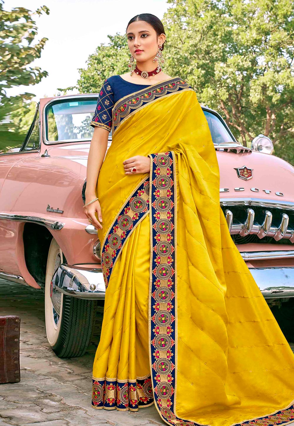 Yellow Silk Saree With Blouse  213916