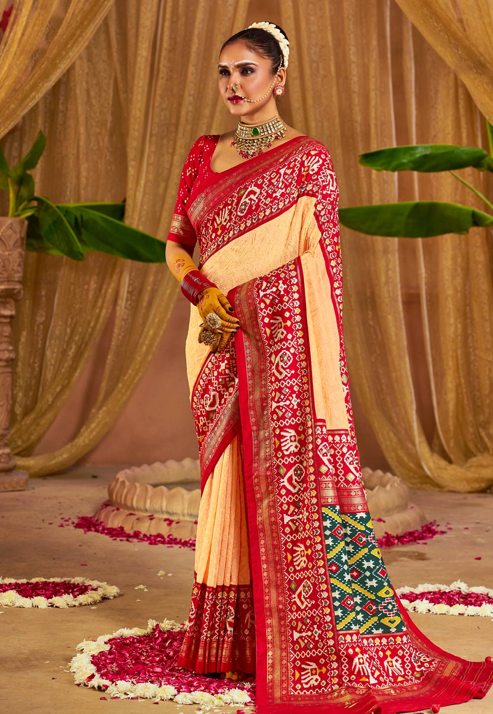 Peach Tussar Silk Saree With Blouse 269926