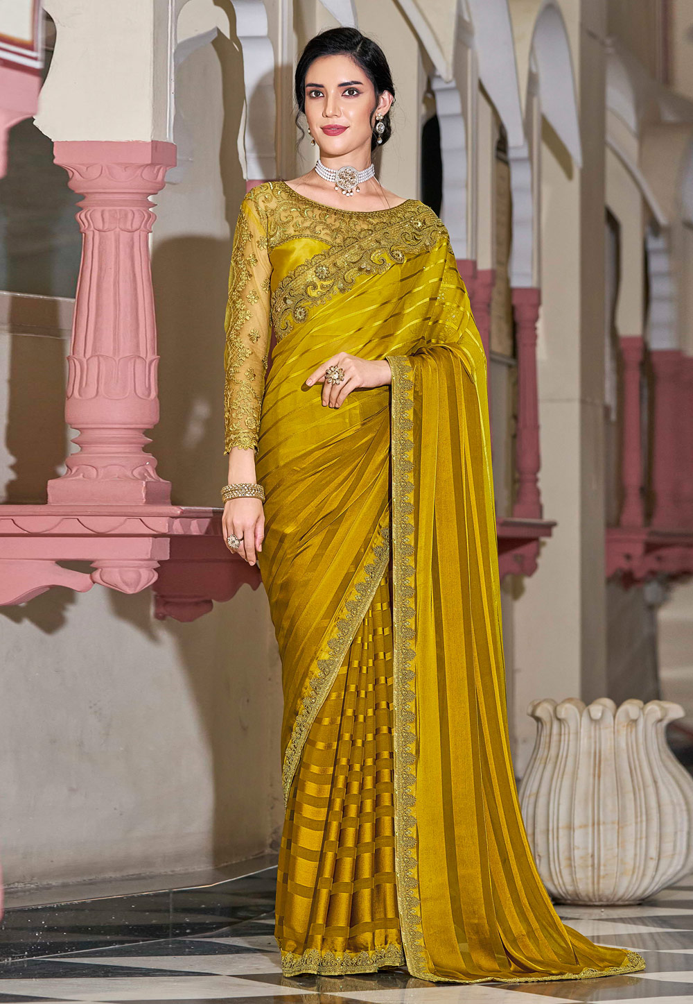 Yellow Silk Saree With Blouse 250033