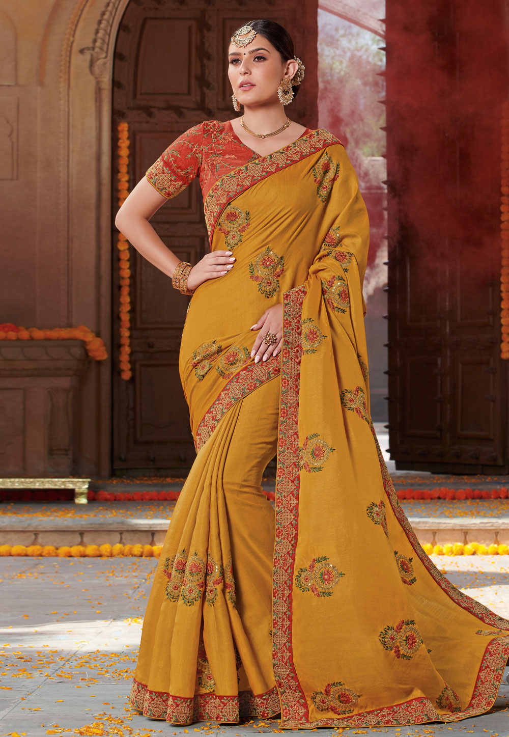 Golden Tussar Silk Festival Wear Saree 206576