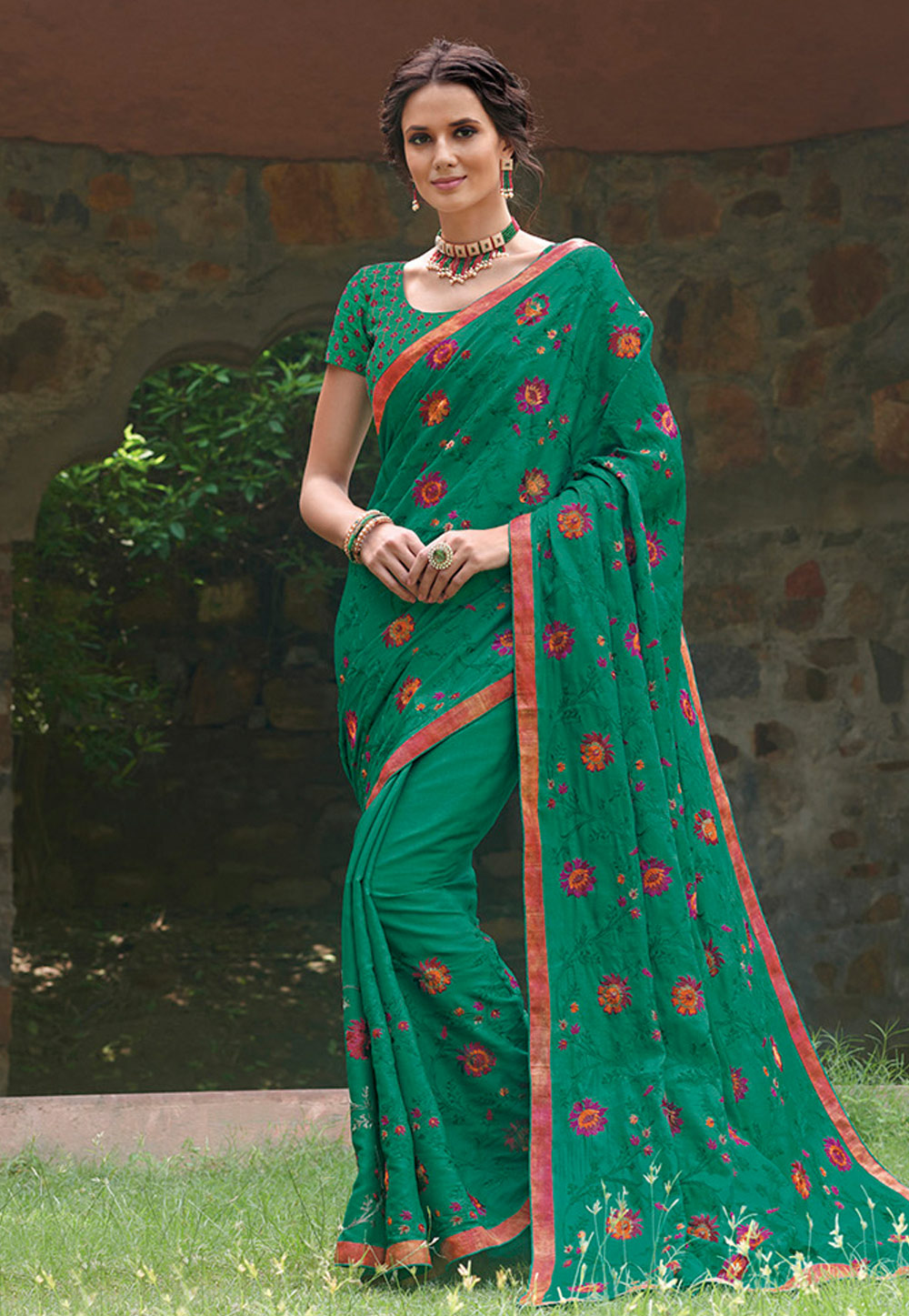 Green Tussar Silk Saree With Blouse 206591