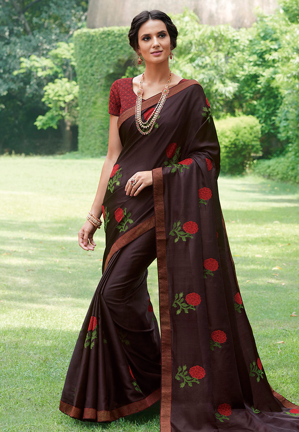 Wine Silk Festival Wear Saree 206596