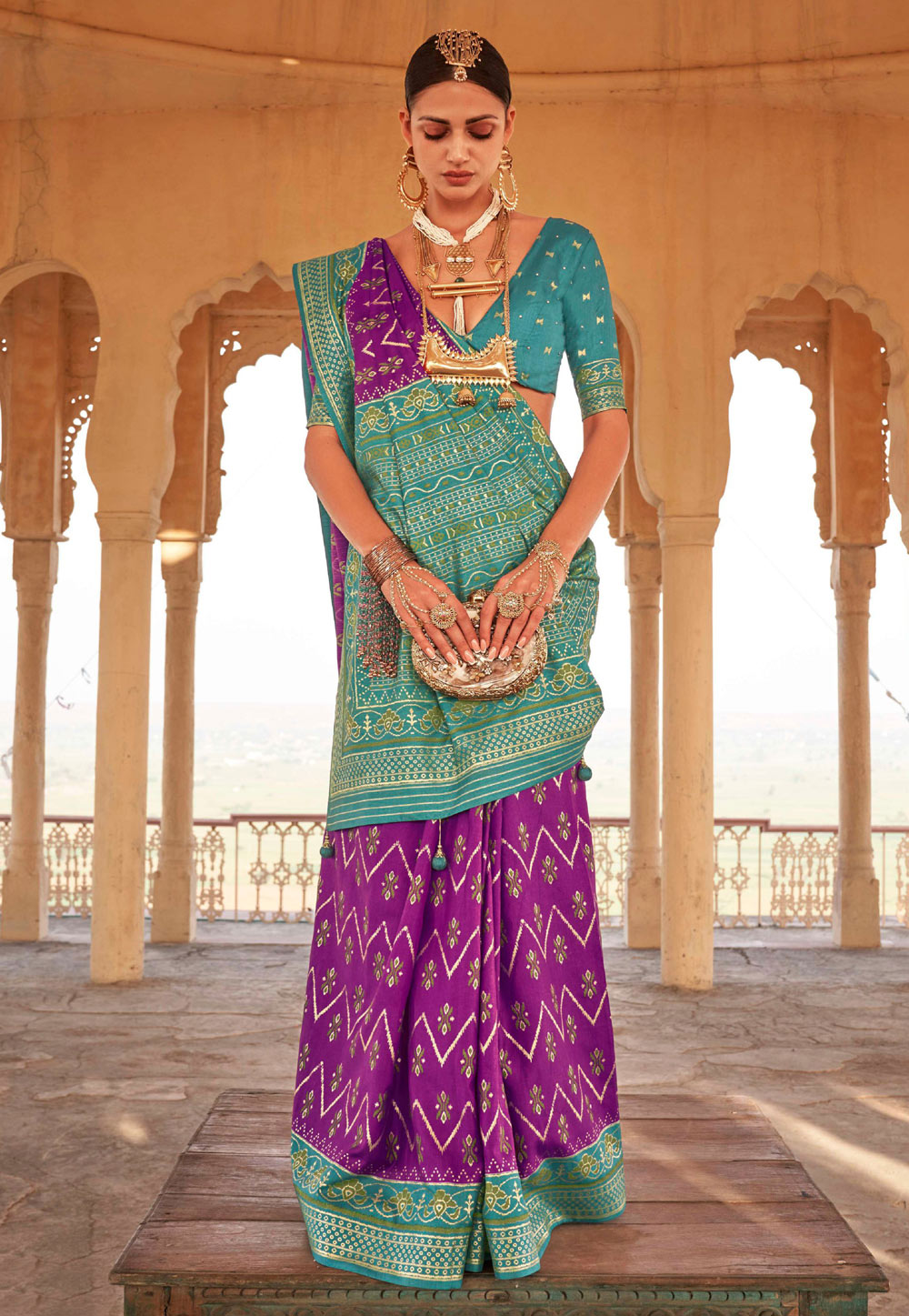Purple Patola Silk Saree With Blouse 262137