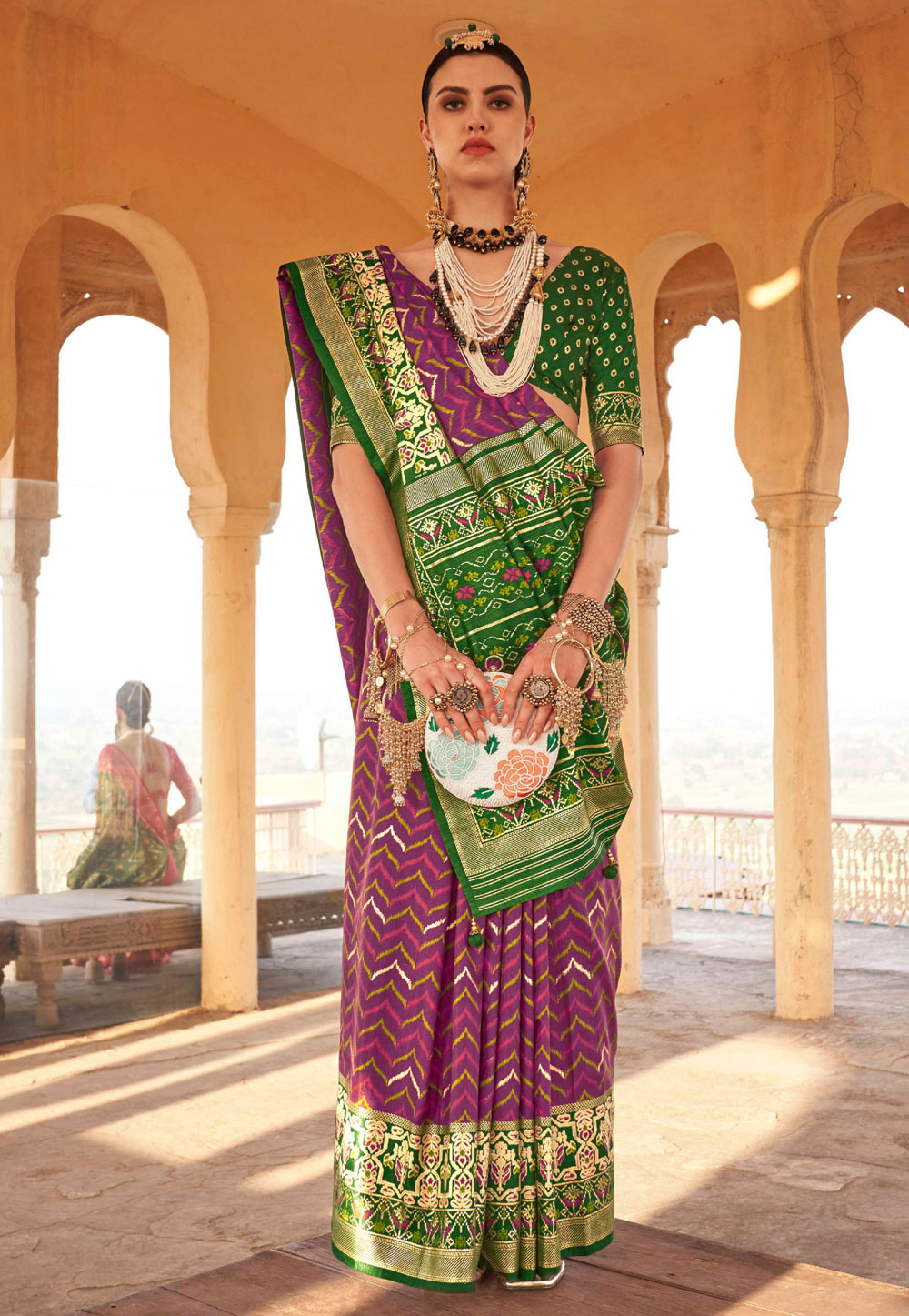 Purple Patola Silk Saree With Blouse 262139