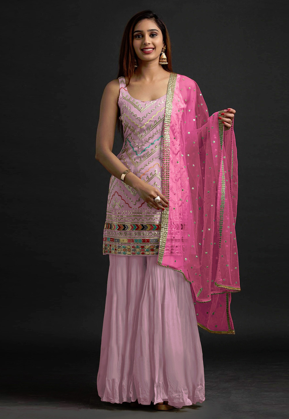 Pink Faux Georgette Pakistani Suit 249624