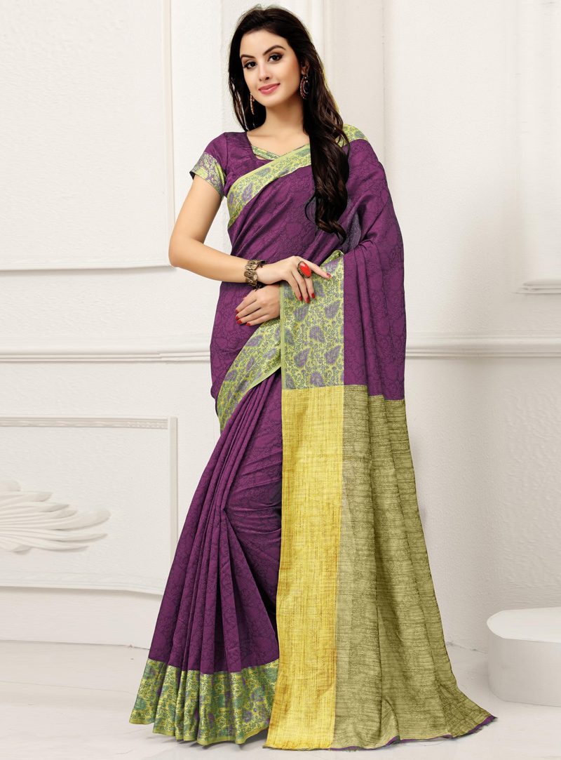 Purple Silk Saree With Blouse 108353