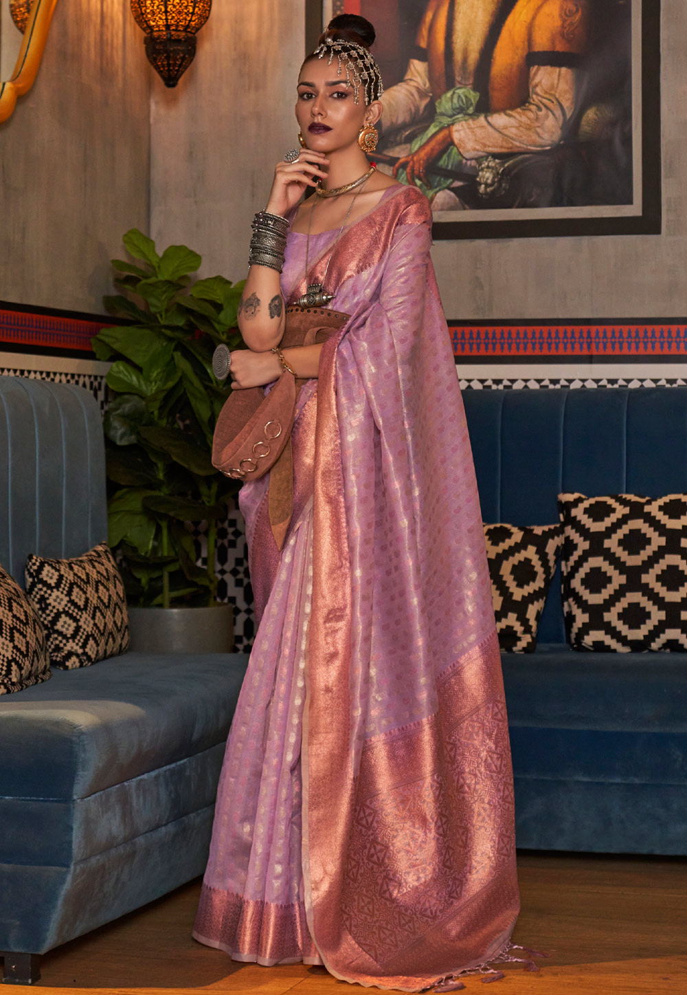 Light Purple Silk Saree With Blouse 255987