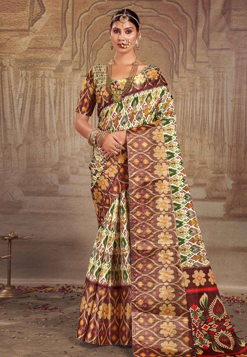 Off White Tussar Silk Saree With Blouse 277790
