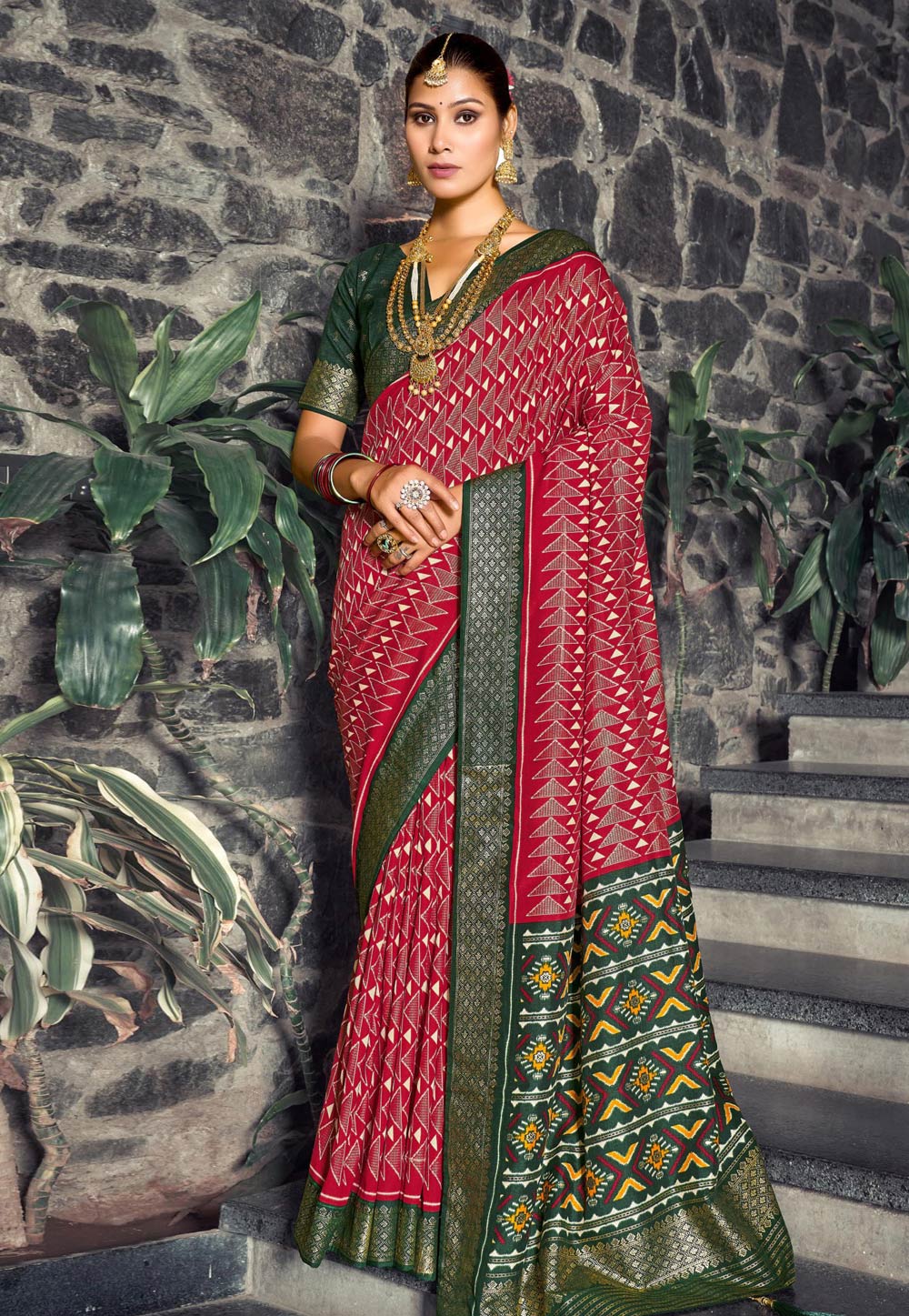 Red Tussar Silk Saree With Blouse 277784