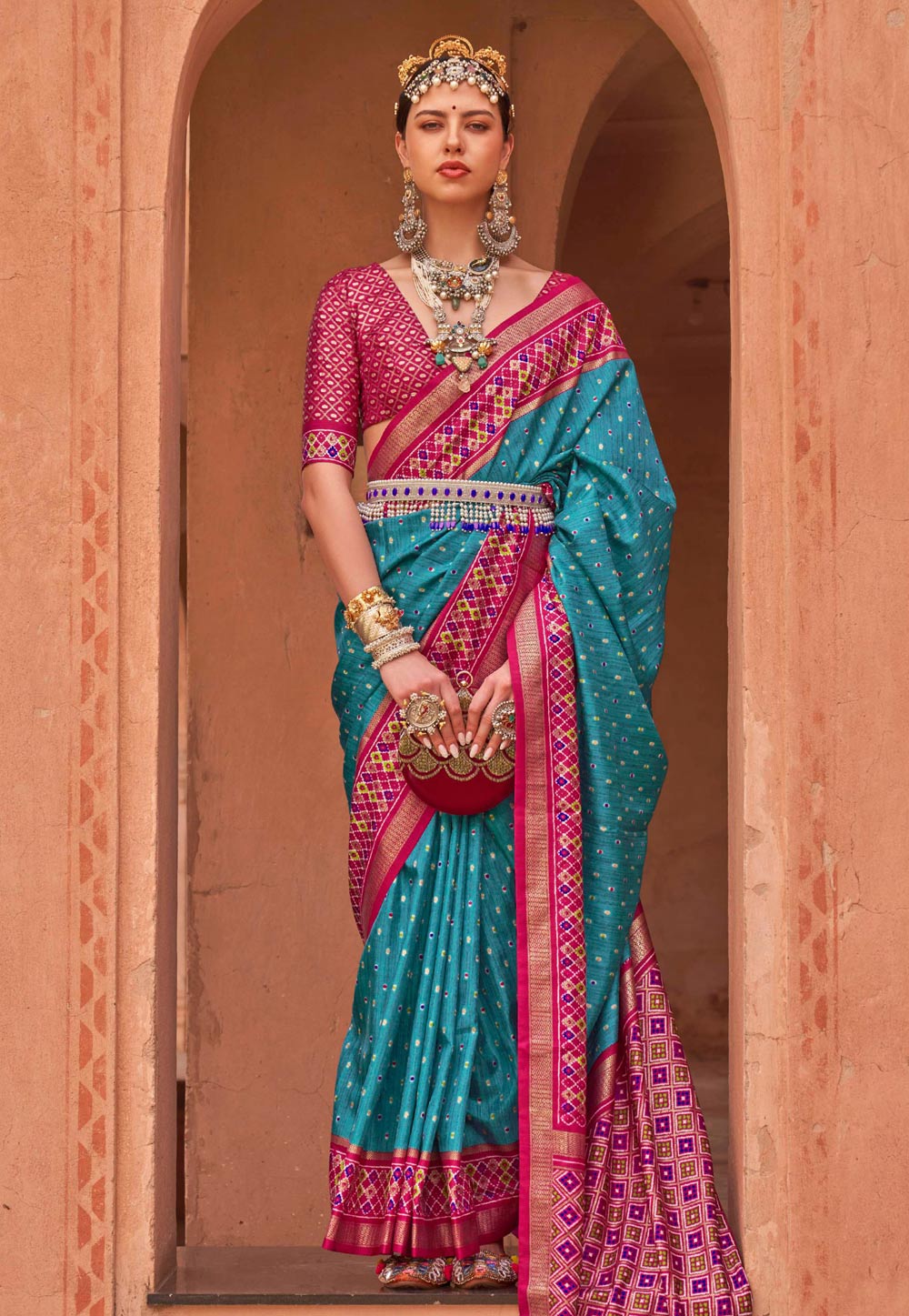 Turquoise Silk Saree With Blouse 266001