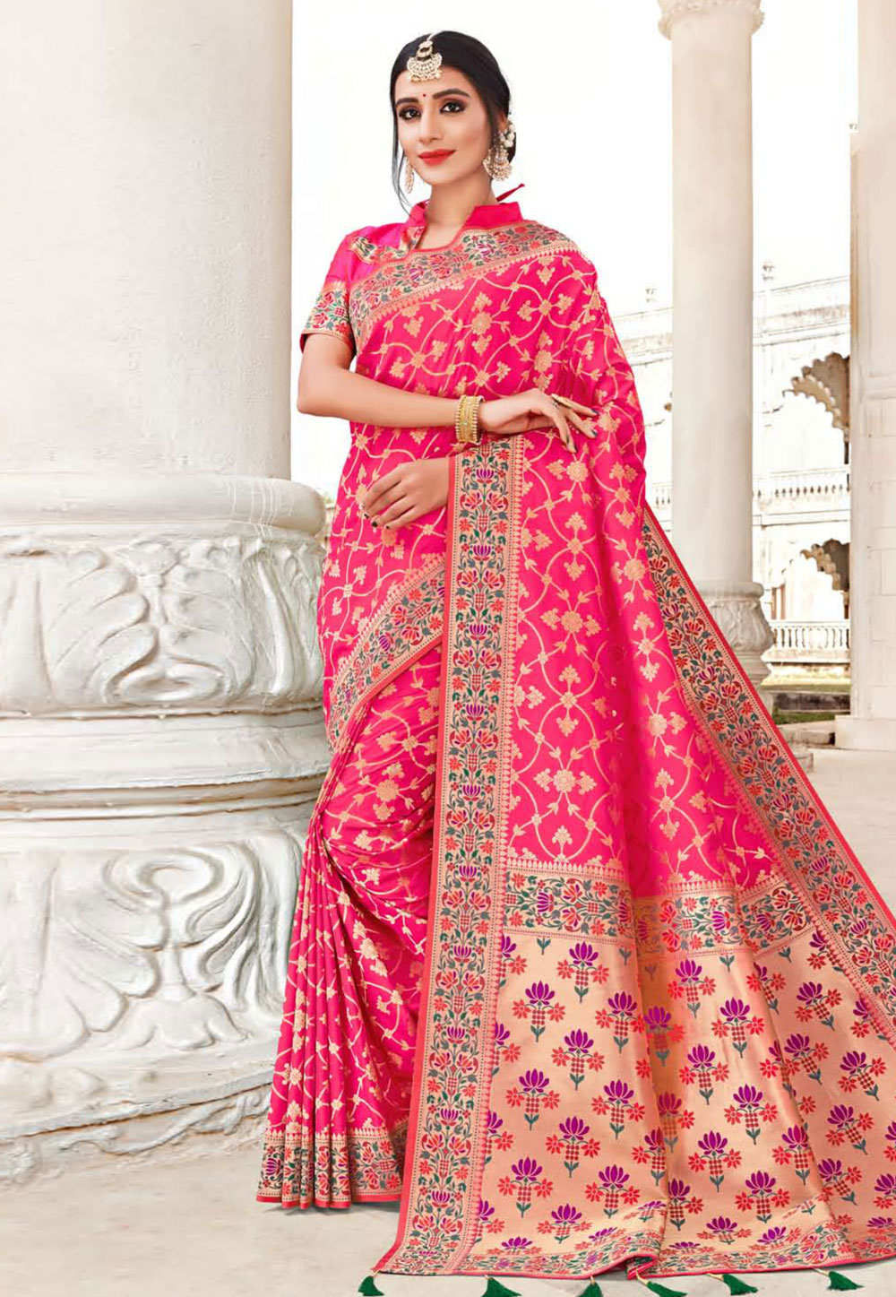 Pink Banarasi Festival Wear Saree 204957
