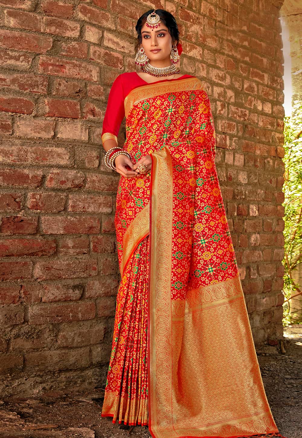 Red Banarasi Silk Festival Wear Saree 221962