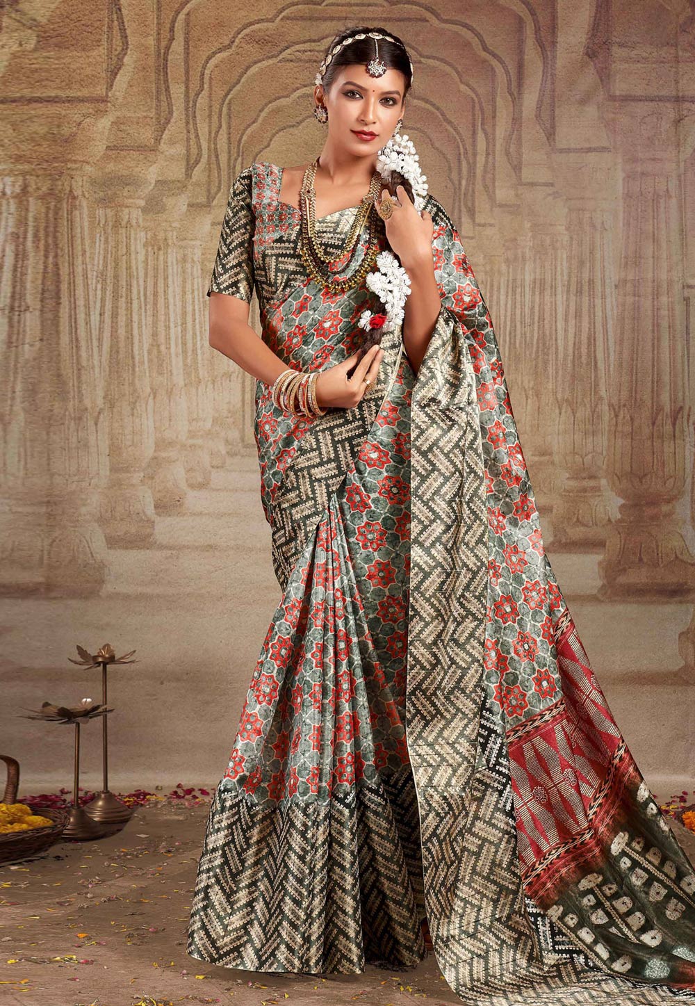 Red Tussar Silk Saree With Blouse 277791