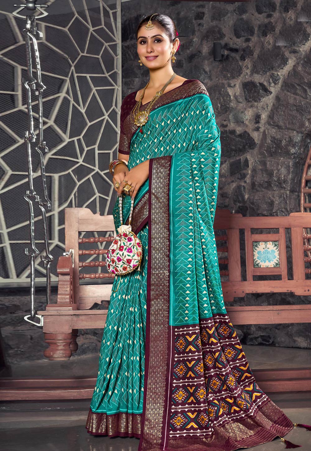 Turquoise Tussar Silk Saree With Blouse 277785
