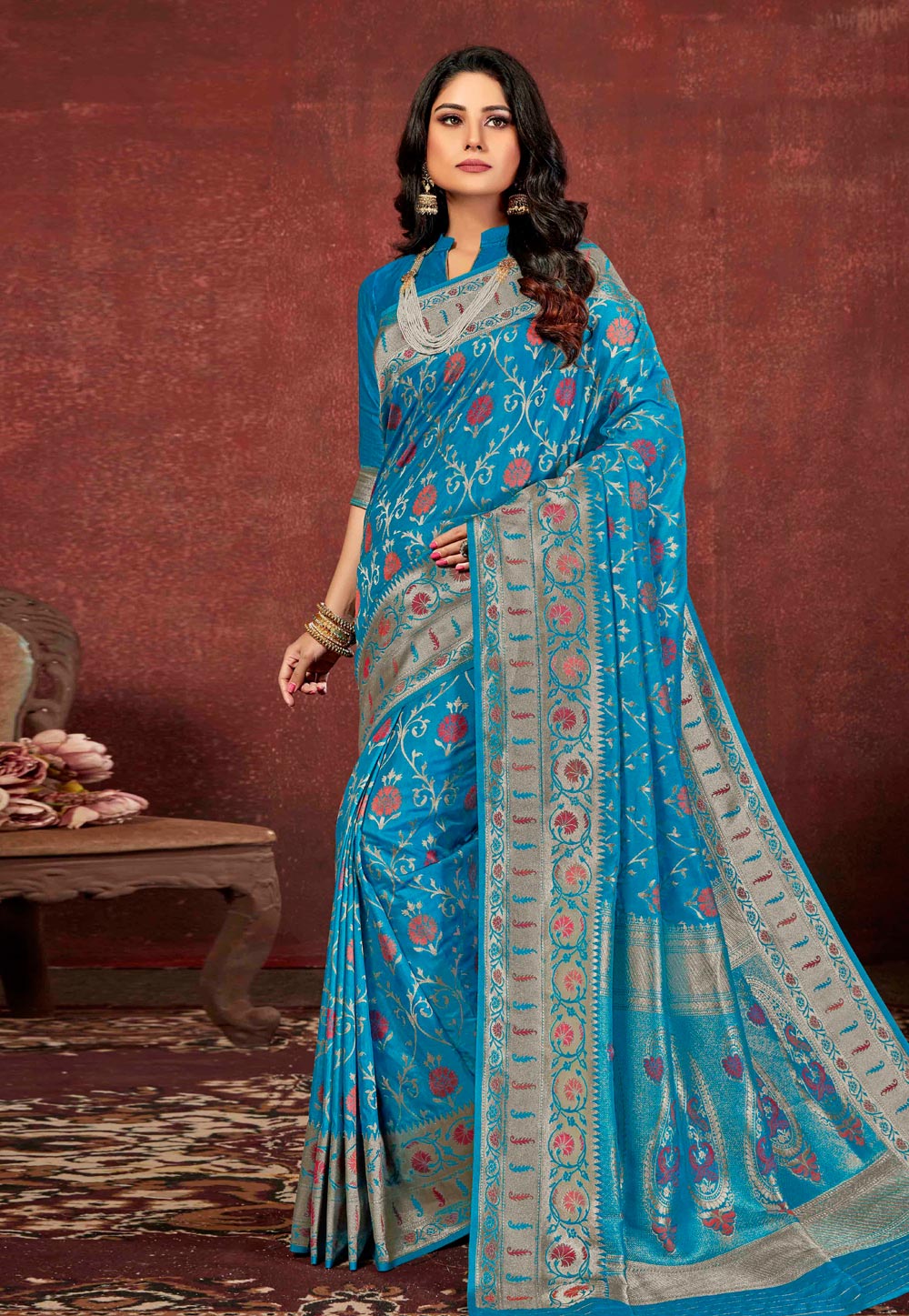 Blue Silk Festival Wear Saree 206858