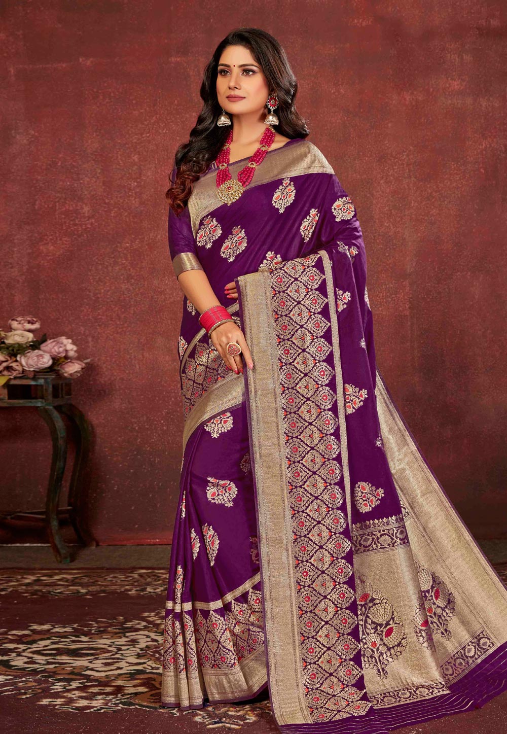 Purple Silk Saree With Blouse 206859