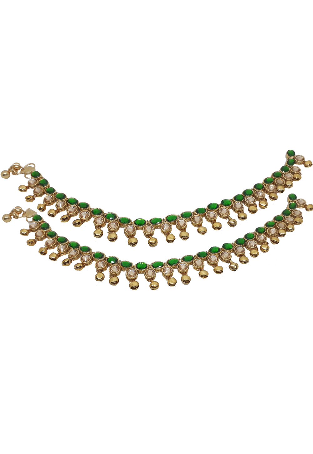 Green Brass Kundan Anklets 187698