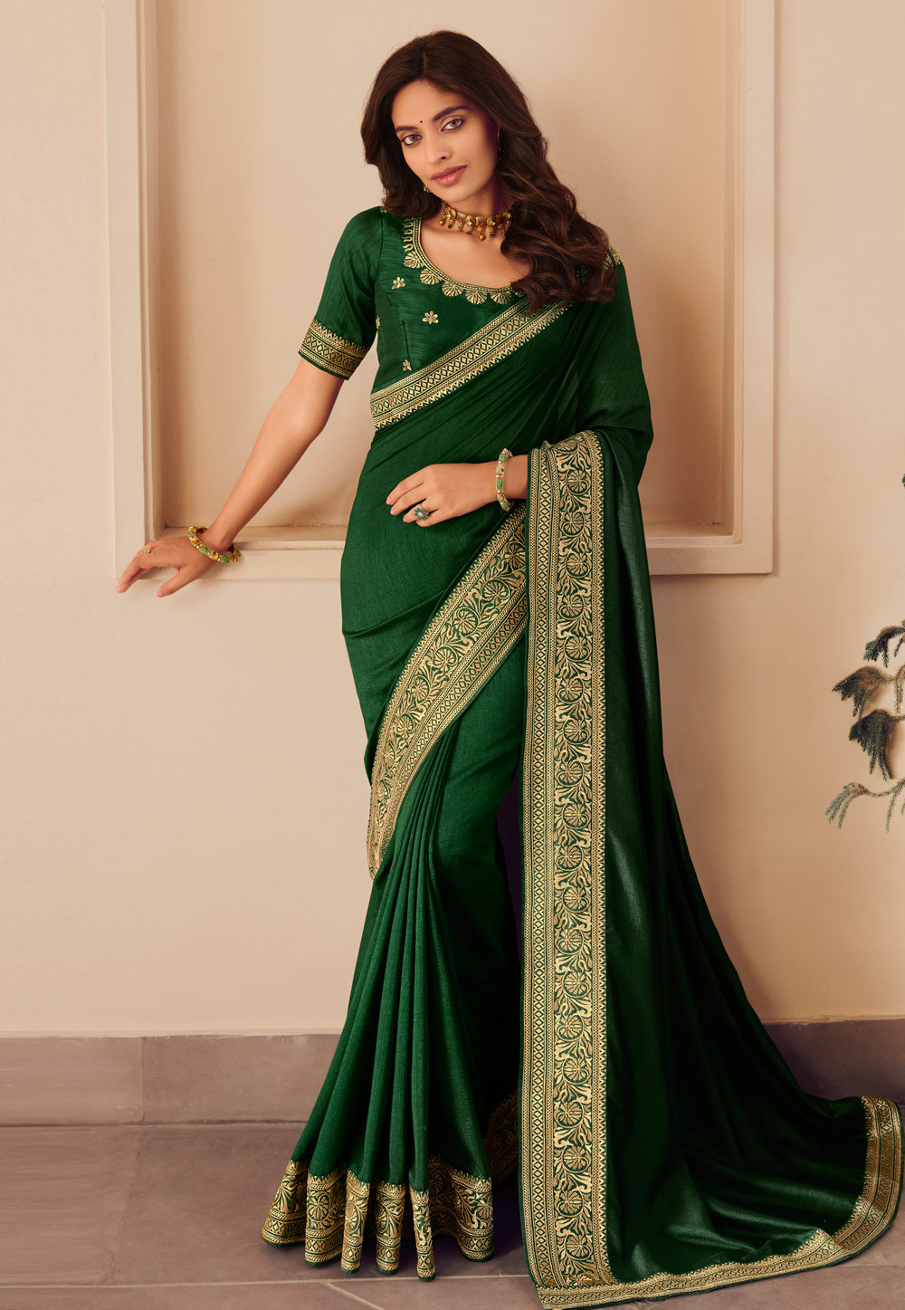Green Silk Saree With Blouse 247264