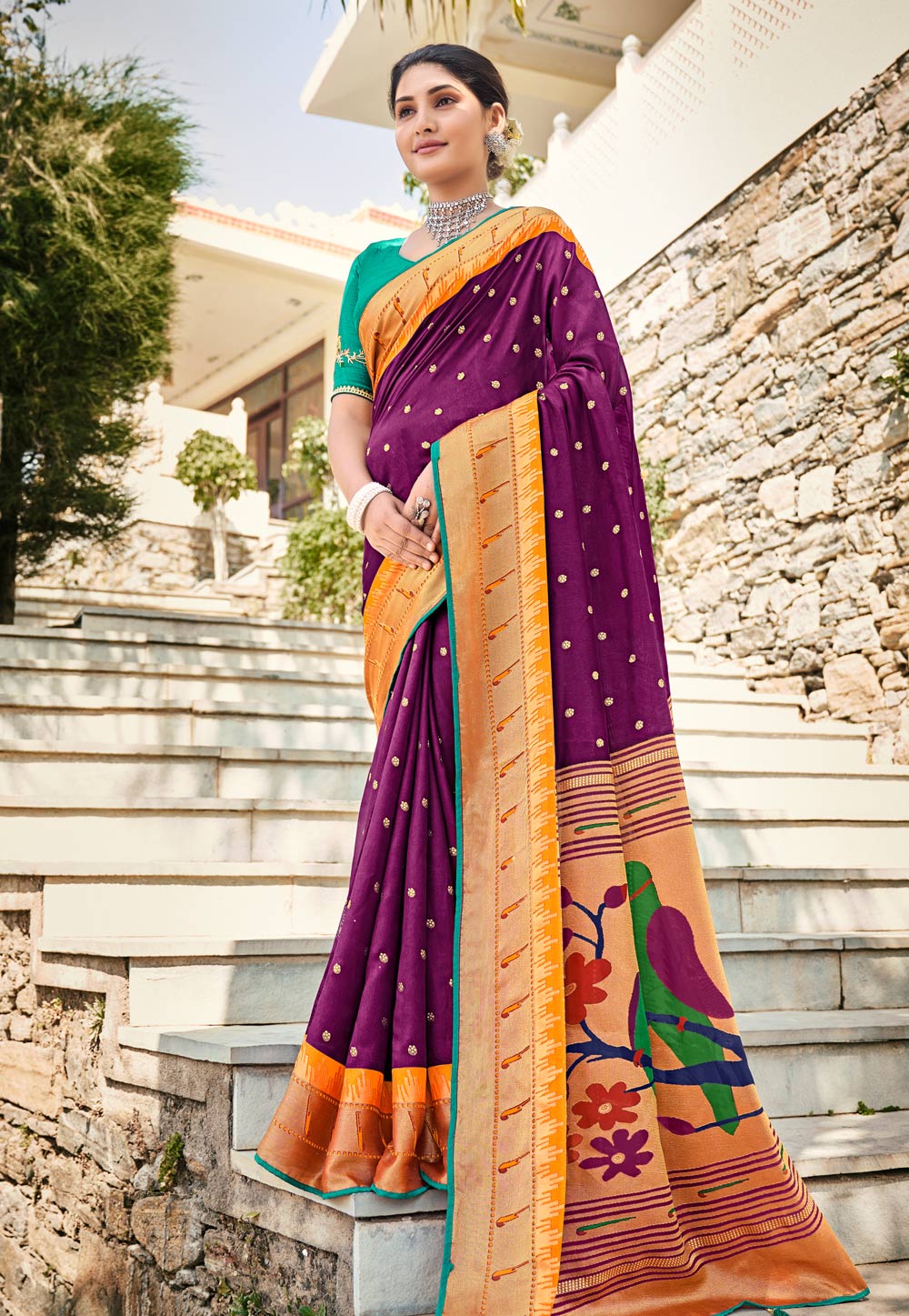 Purple Paithani Silk Saree With Blouse 243215