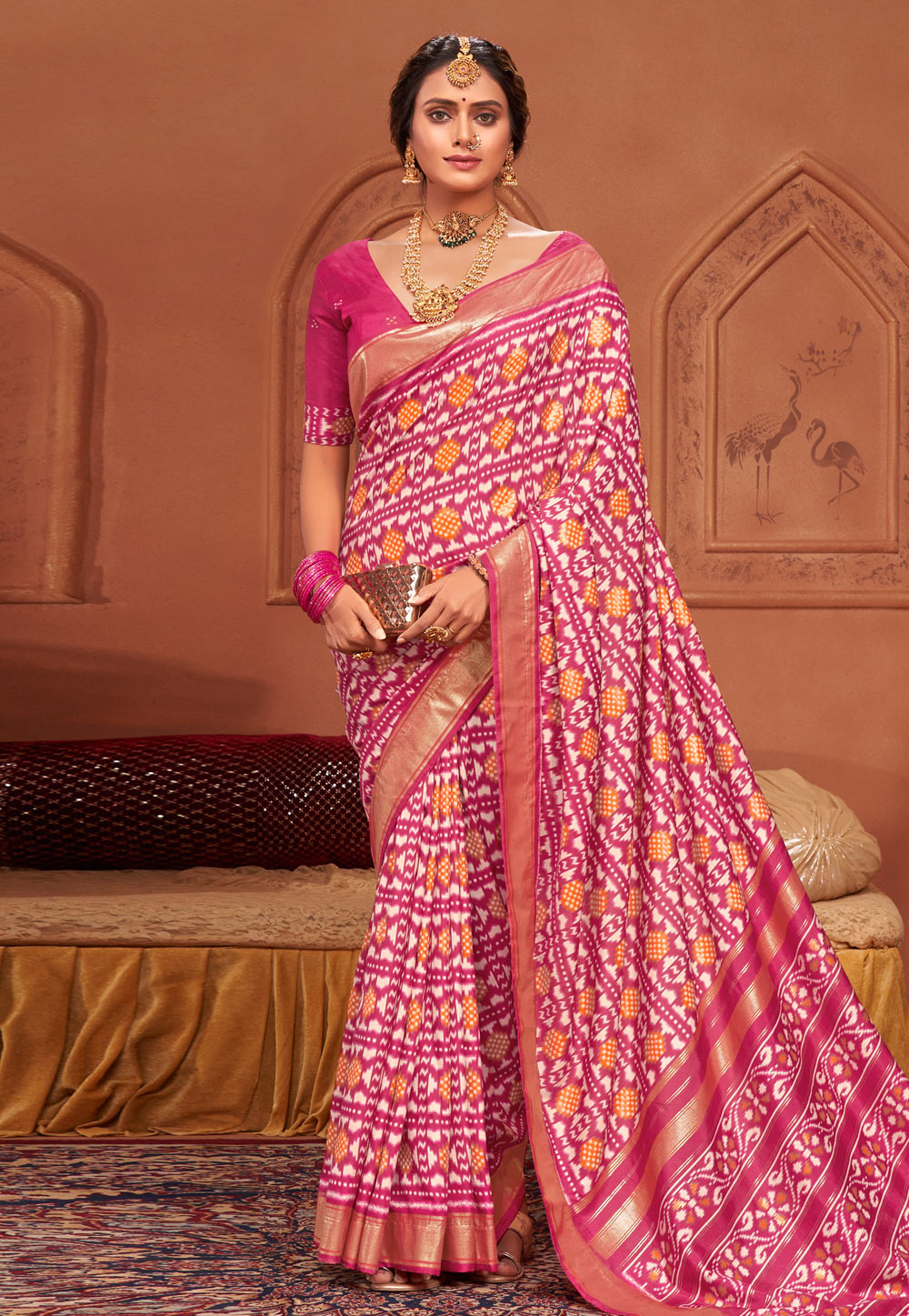 Pink Tussar Silk Saree With Blouse 279172