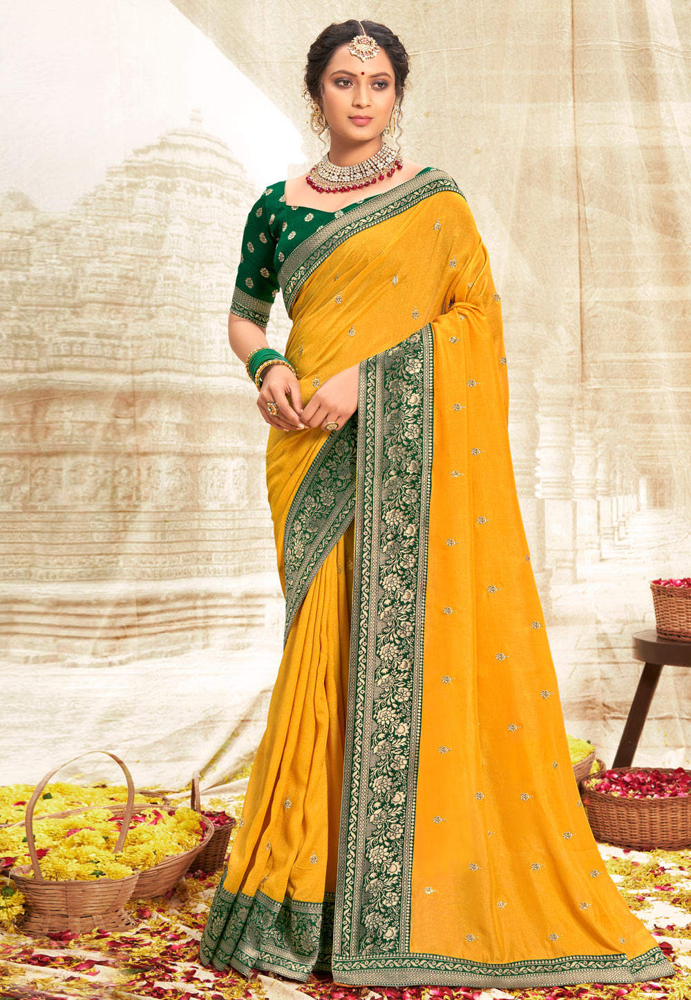 Yellow Silk Saree With Blouse 267971