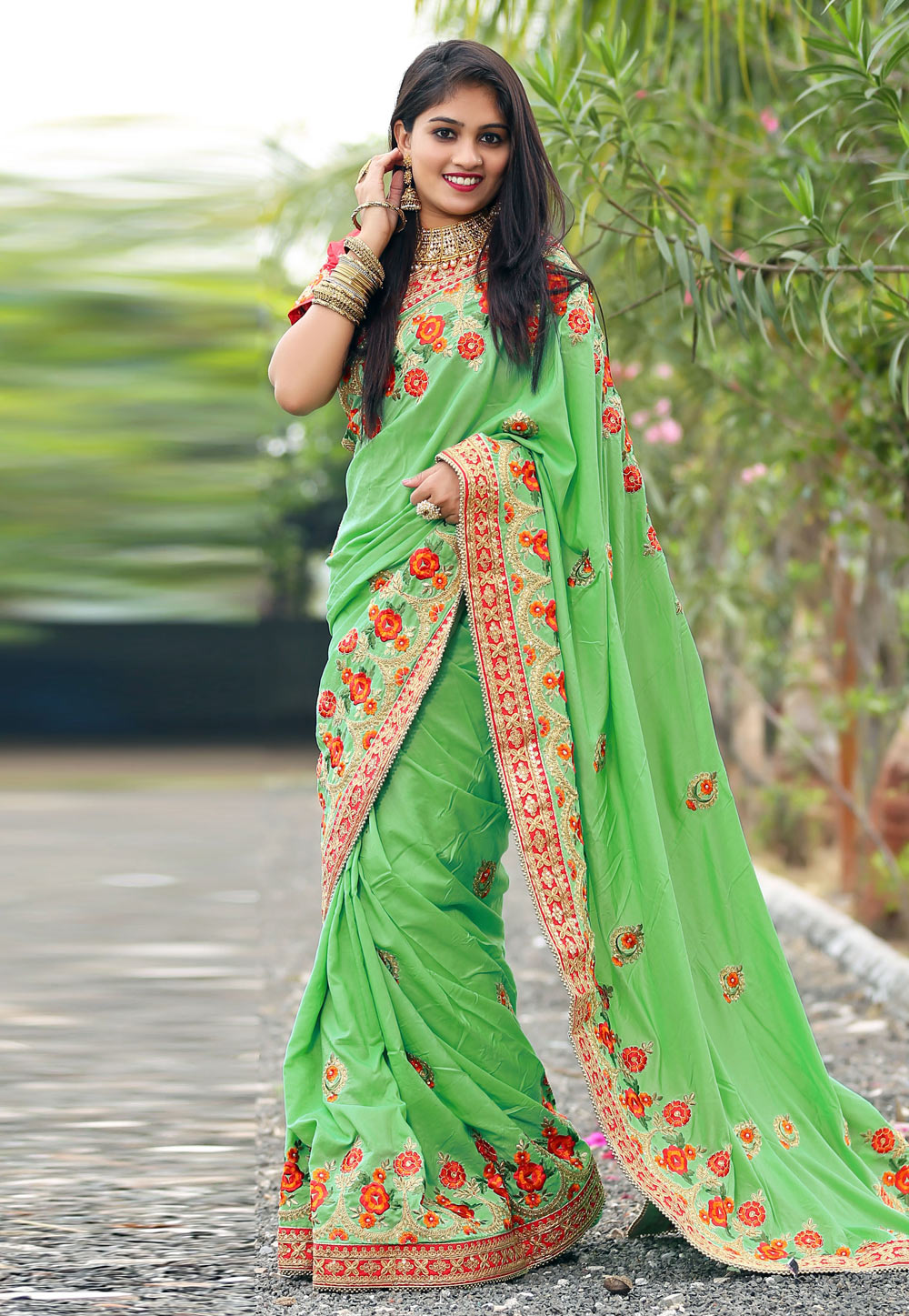 Green Silk Festival Wear Saree 217392