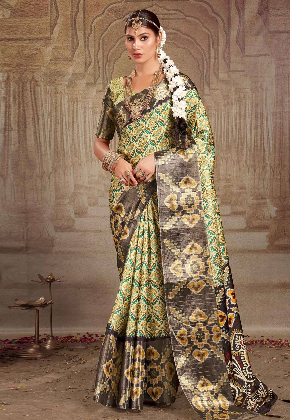 Yellow Tussar Silk Saree With Blouse 277792