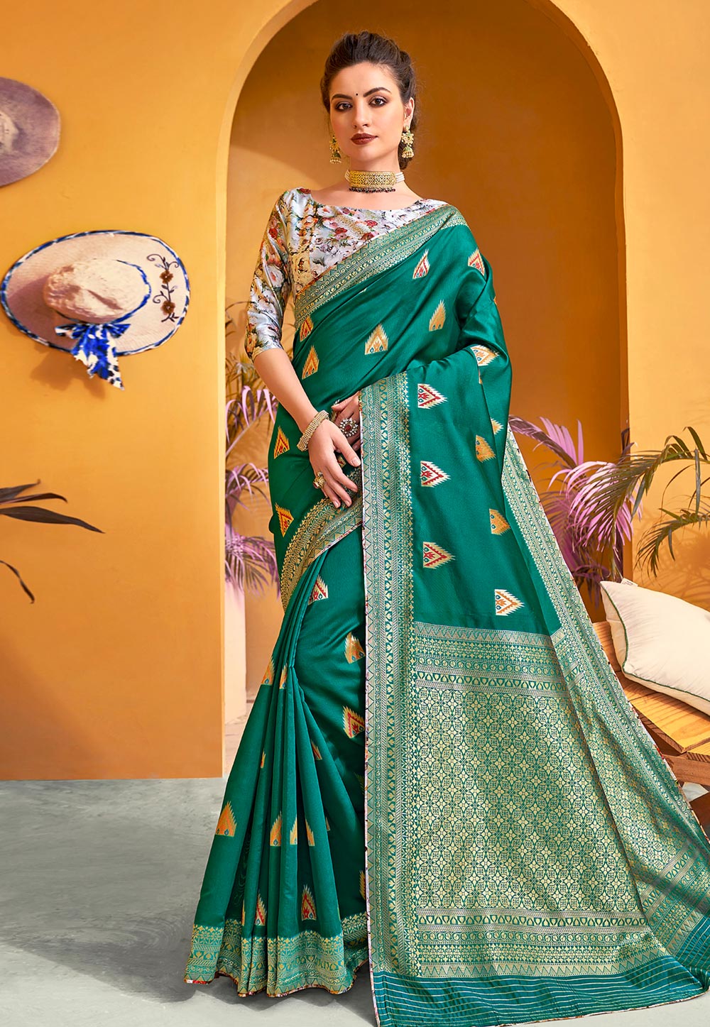 Green Art Silk Saree With Blouse 206878