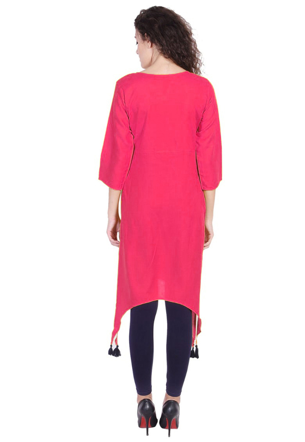 Dark Pink Readymade Kurti with Leggings | Pink kurti, Pattern fashion, Rayon