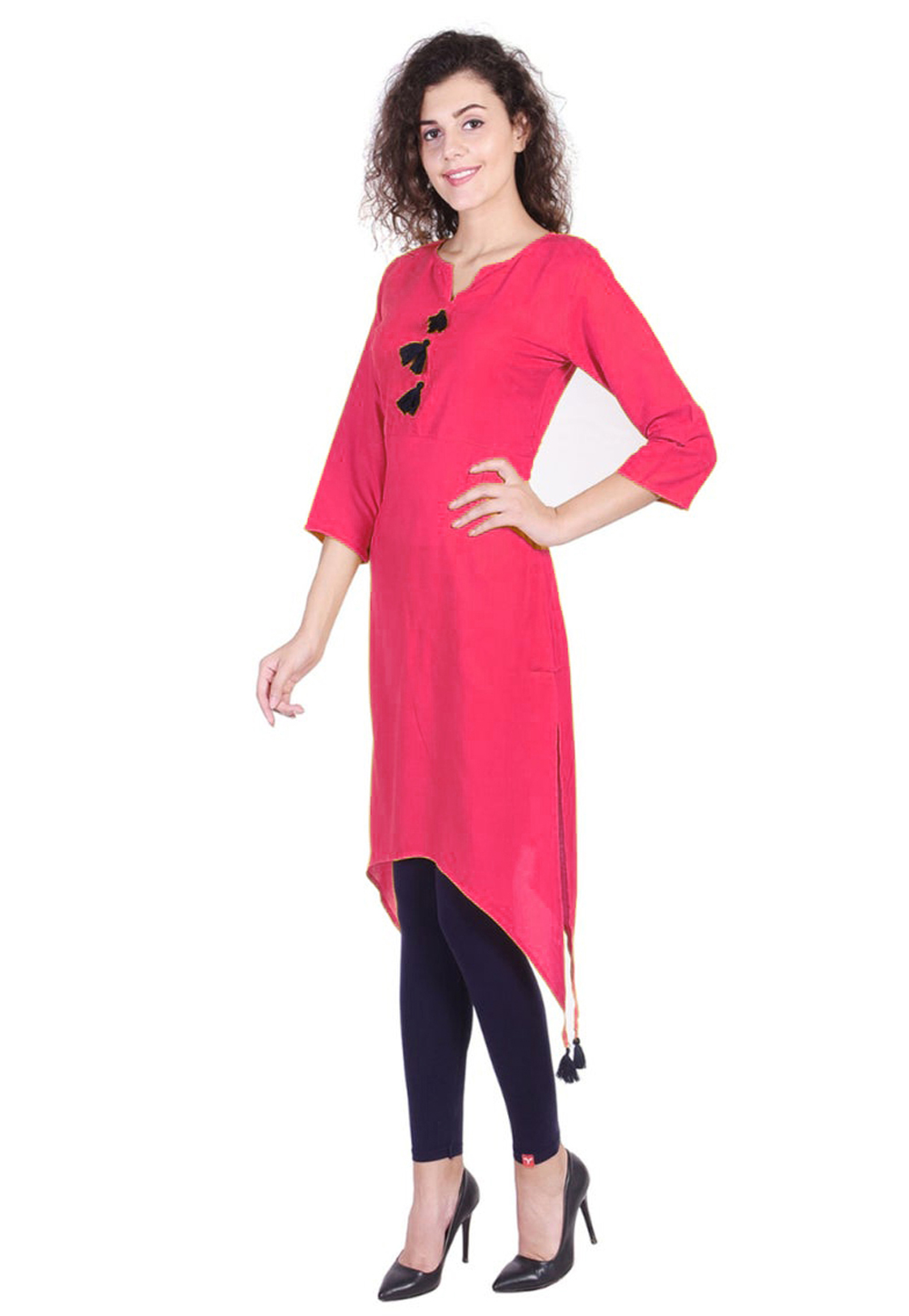 Raspberry Pink Straight Foil Kurti with Straight Pants and Baby Pink F |  Print chiffon, Pink foil print, Straight pants