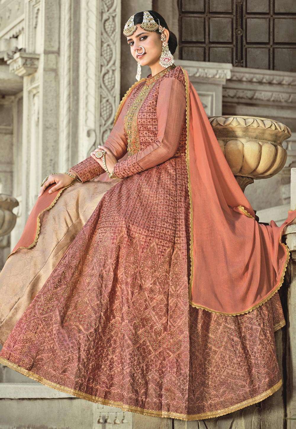 Pink on sale silk anarkali