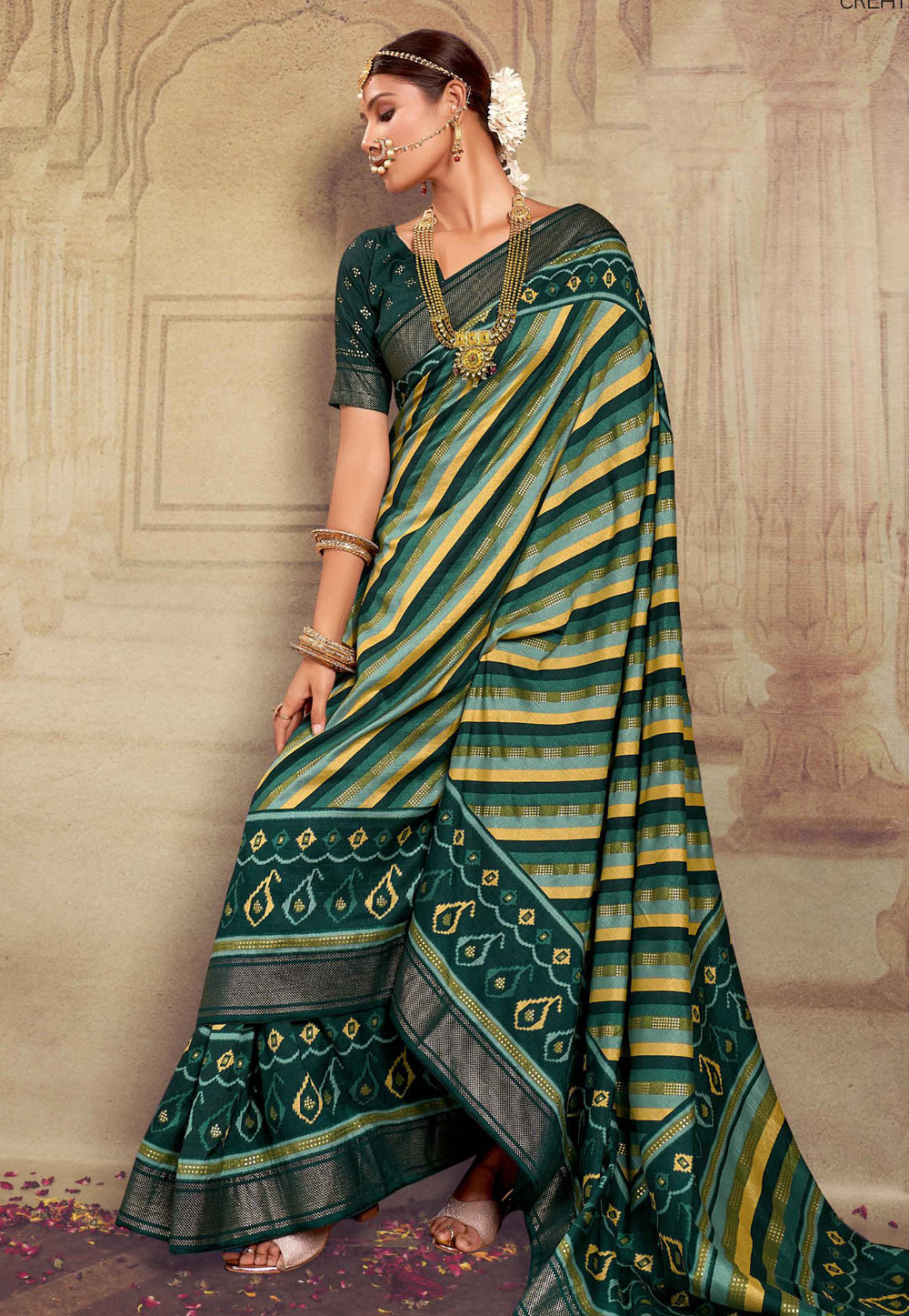 Green Tussar Silk Saree With Blouse 274868