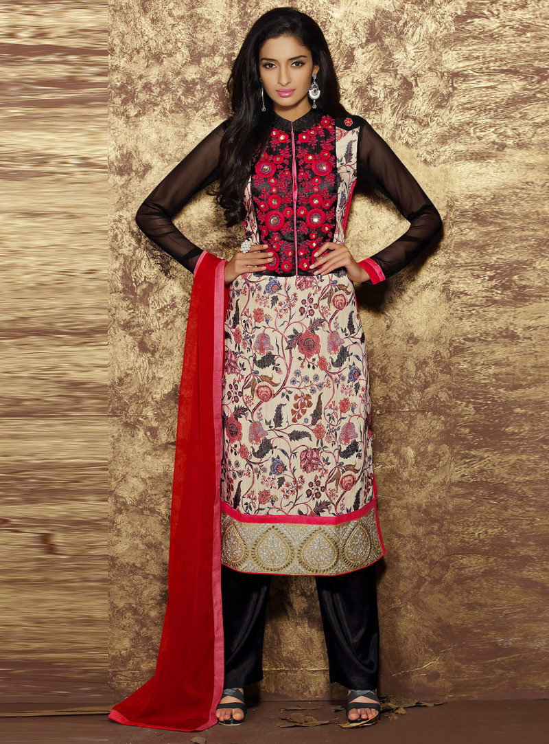 Beige Cotton Pakistani Style Suit 126616