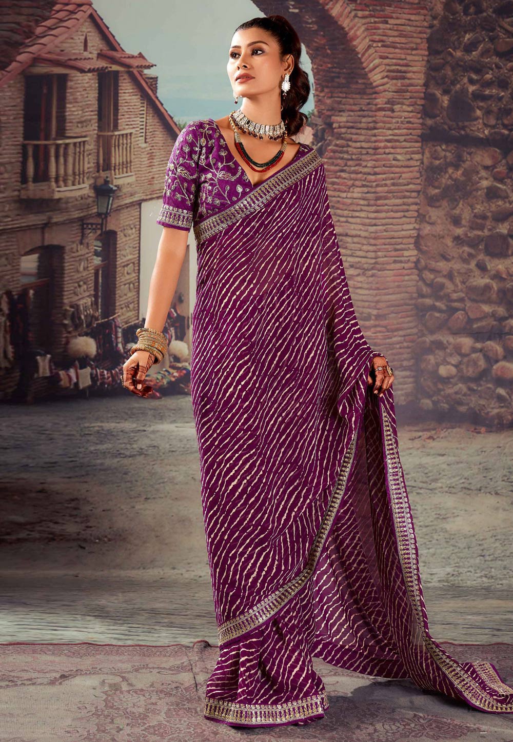 Purple Georgette Saree With Blouse 276242