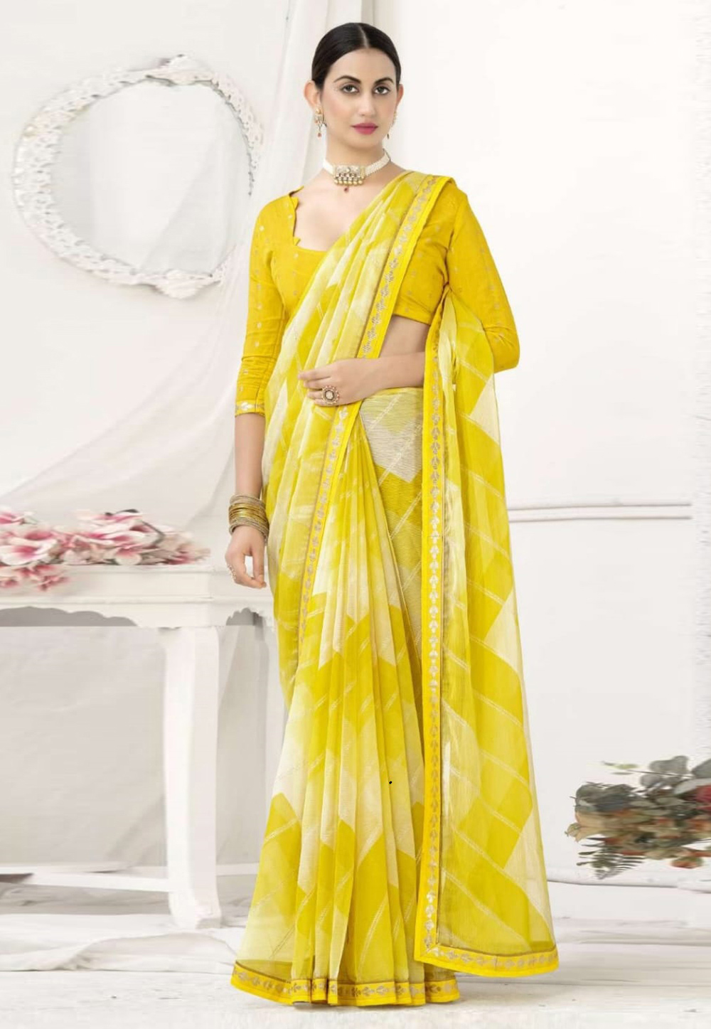 Yellow Chiffon Saree With Blouse 277131