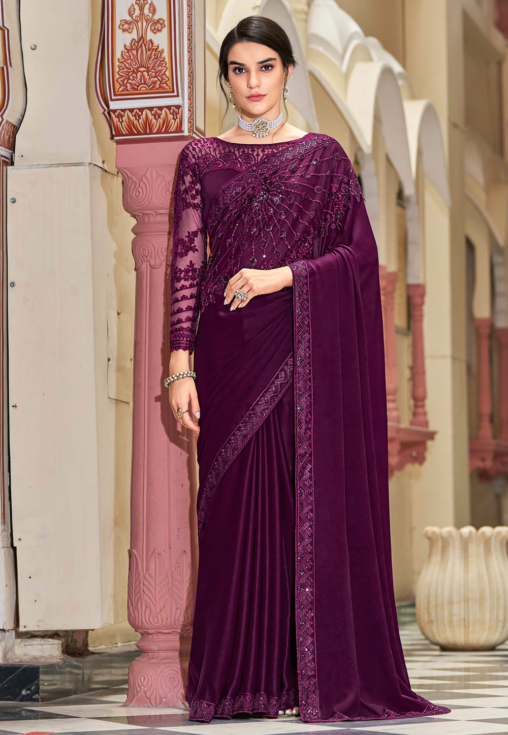 Purple Silk Saree With Blouse 250037