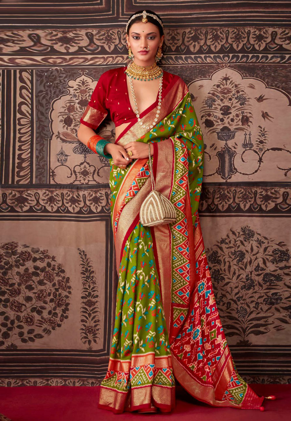 Mehndi Tussar Silk Saree With Blouse 274661