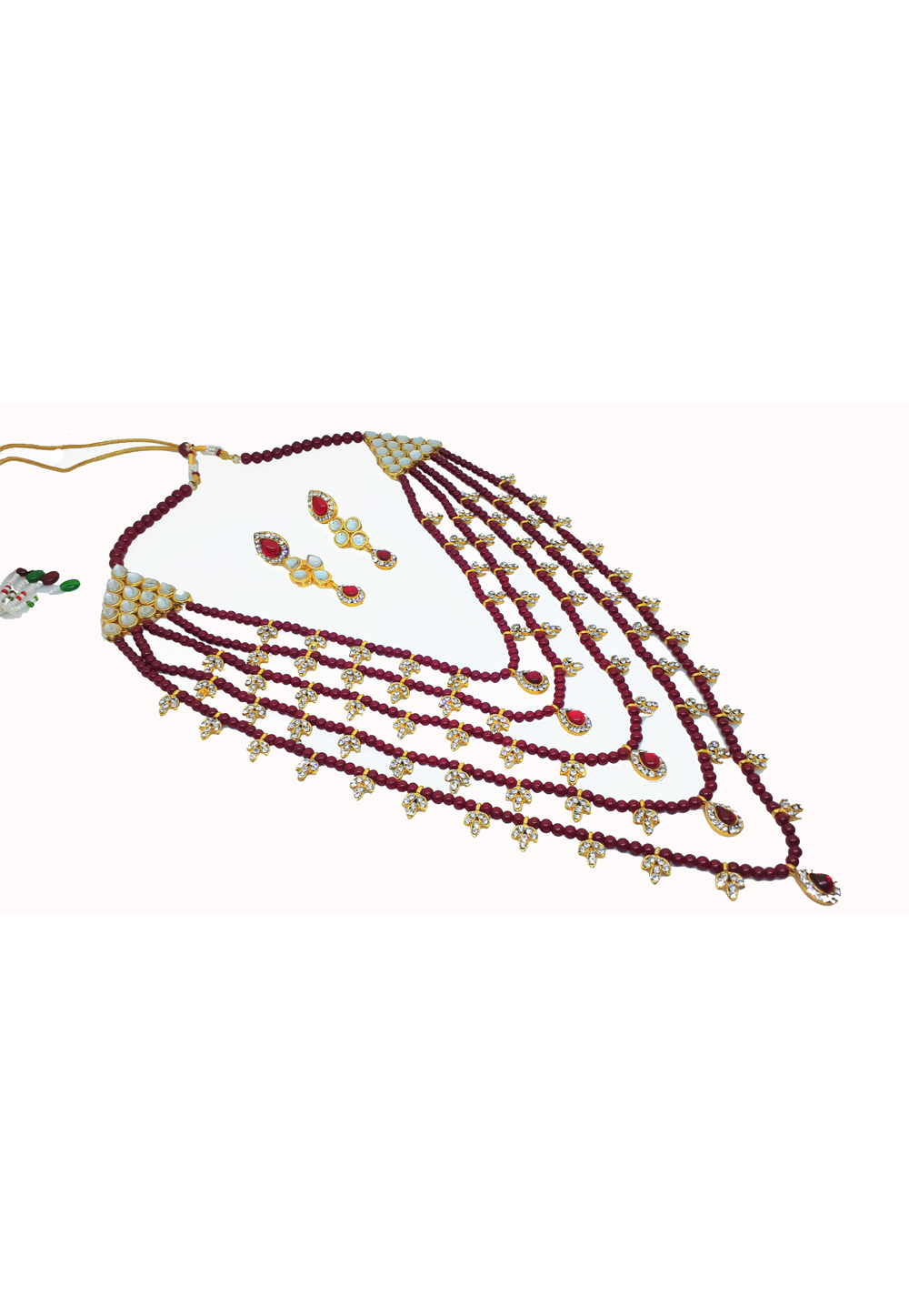 Red Alloy Austrian Diamond Necklace Set Earrings 187791