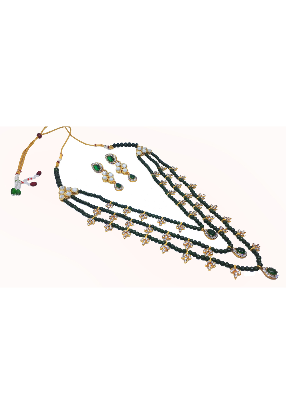 Green Alloy Austrian Diamond Necklace Set Earrings 187792