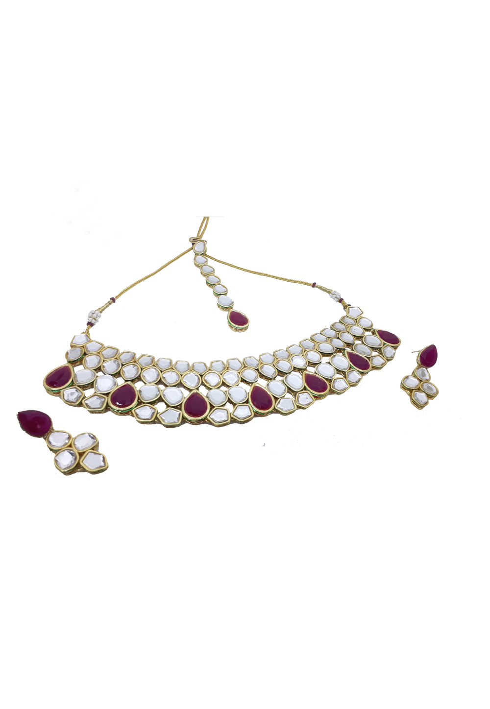 White Alloy Austrian Diamond Necklace Set Earrings 187795