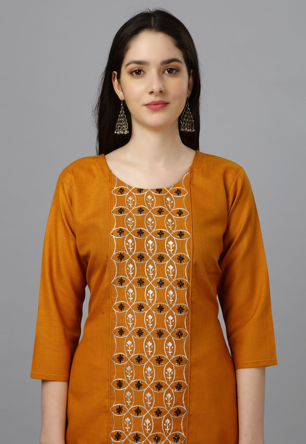 Orange plain cotton cotton-kurtis - Aarika - 4024684