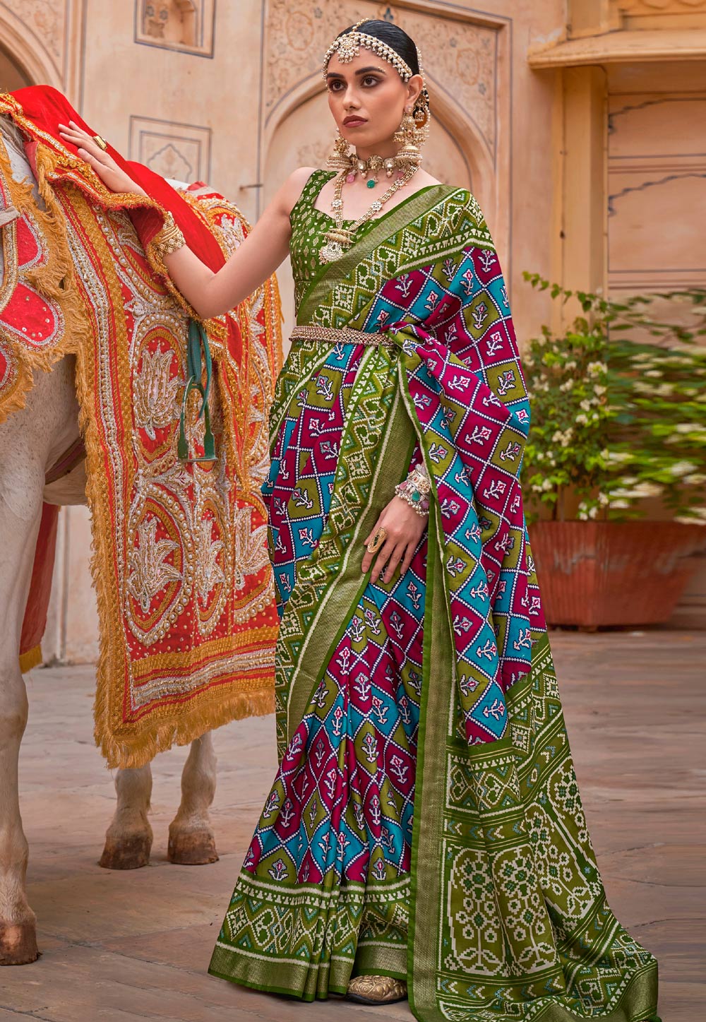 Mehndi Silk Saree With Blouse 272323
