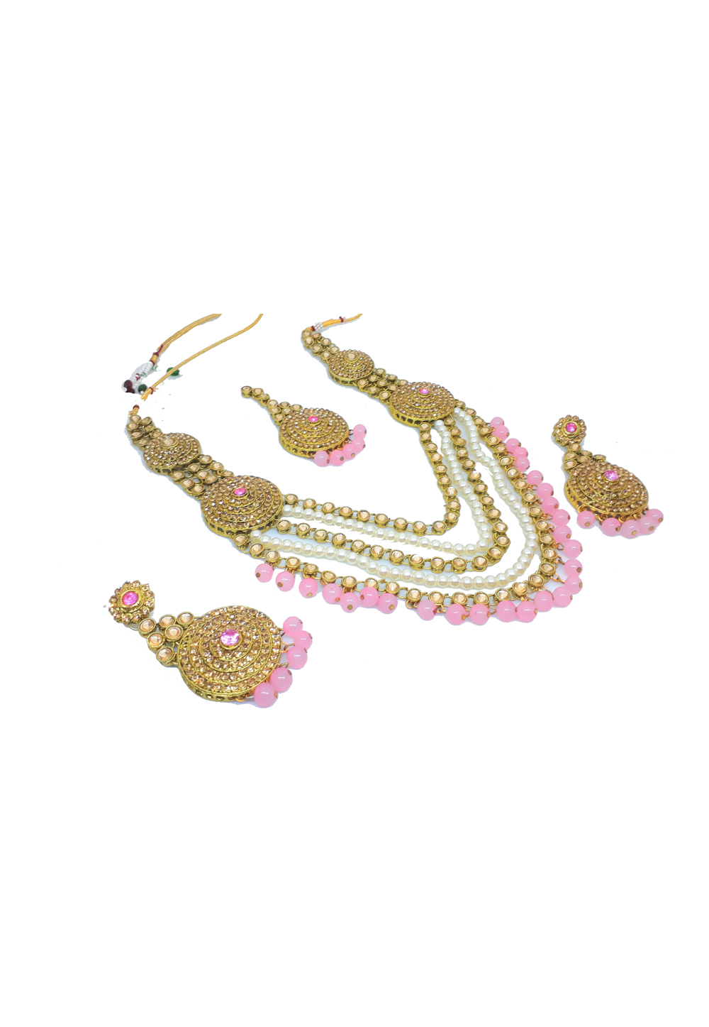Pink Alloy Austrian Diamond Necklace Set Earrings 187798