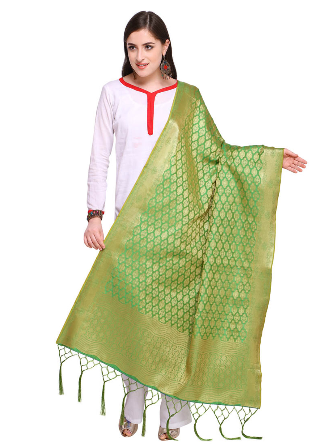 Green Art Silk Dupatta 162002