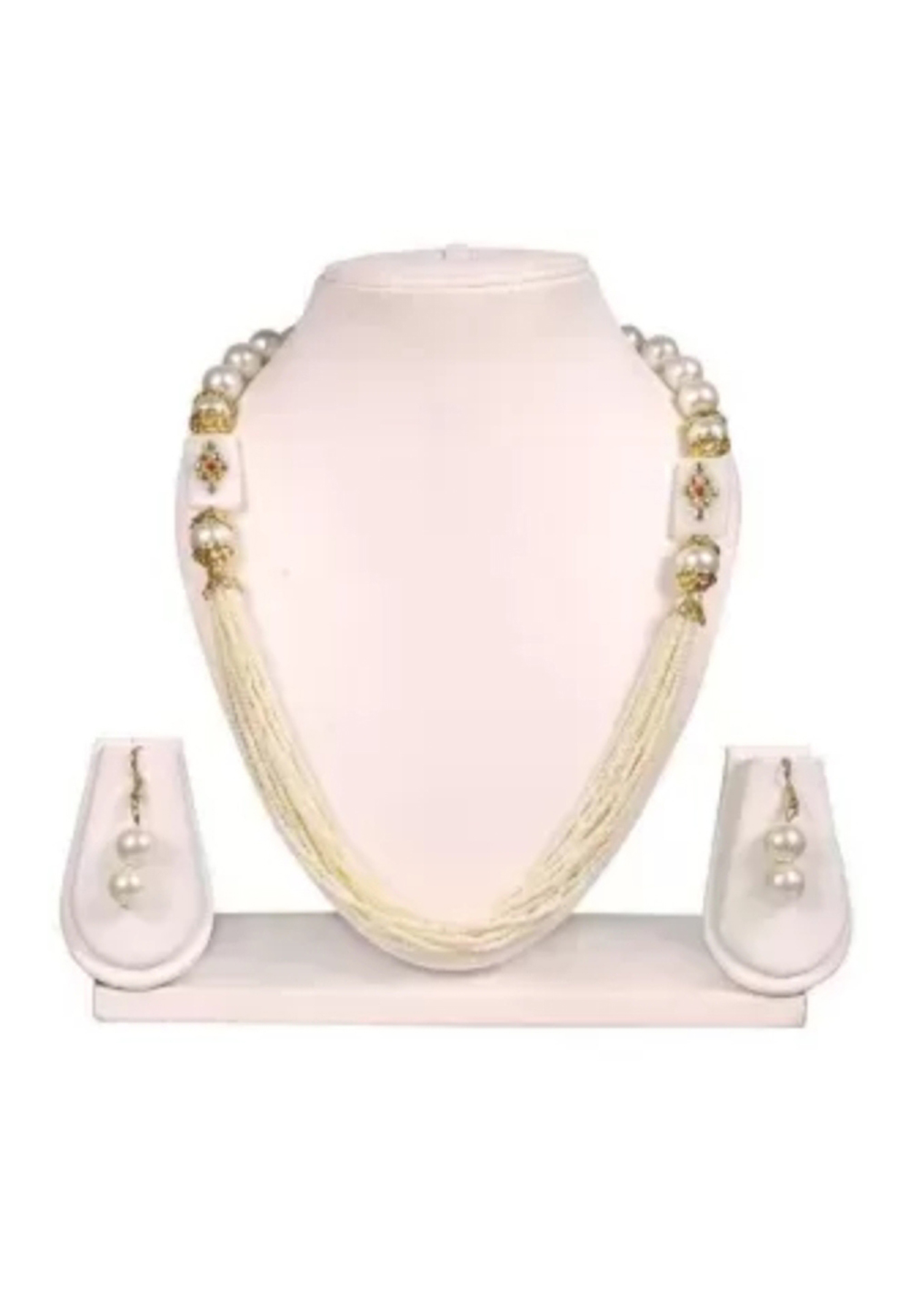 White Alloy Austrian Diamond Necklace Set Earrings 187806