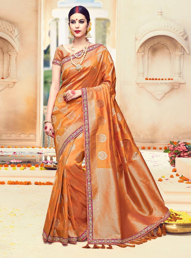 Orange Silk Festival Wear Saree 89669